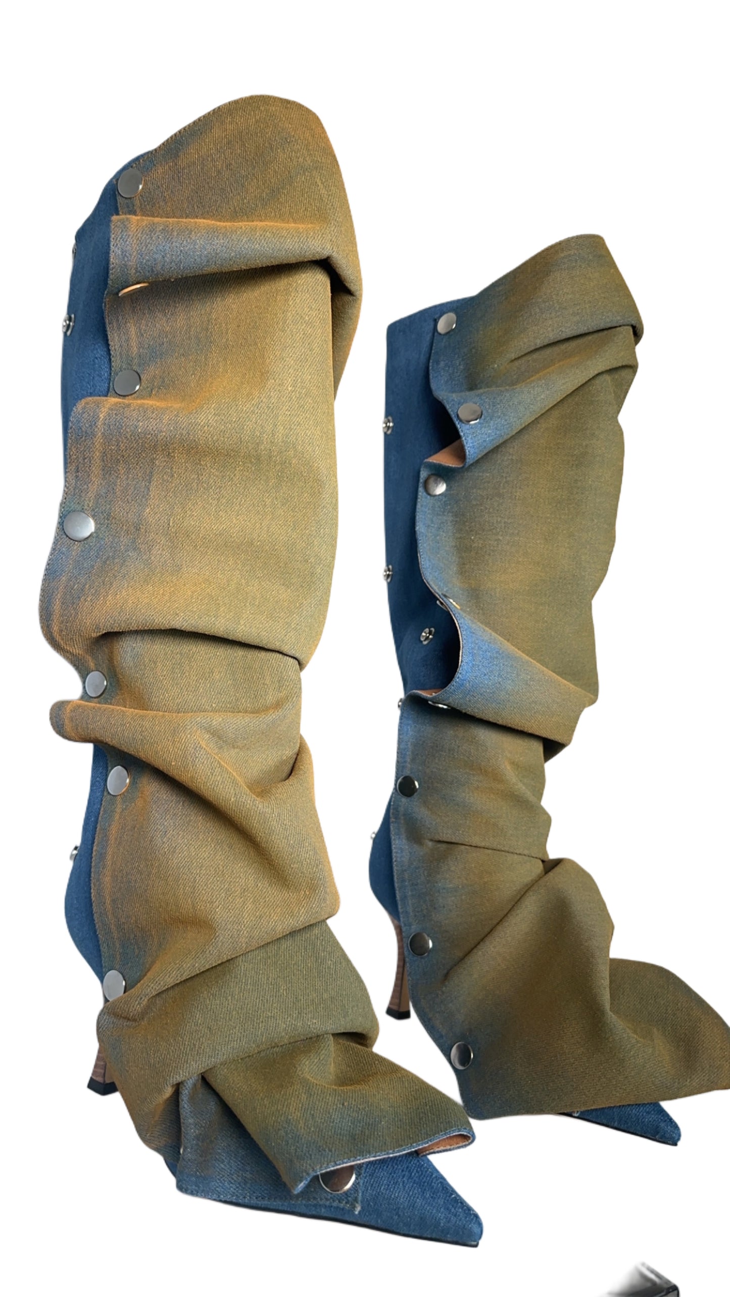 Buckle Denim Boots